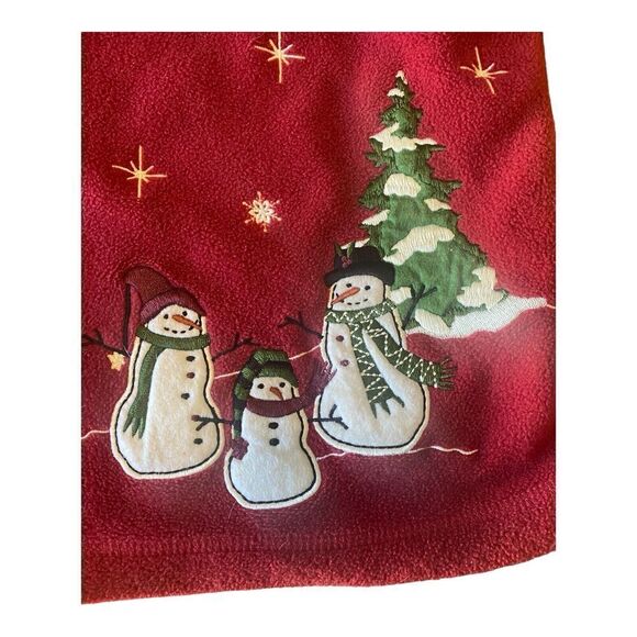 Croft Barrow Christmas Sweater Size PM Full Zip Snowmen Women Red Fleece - Picture 6 of 11